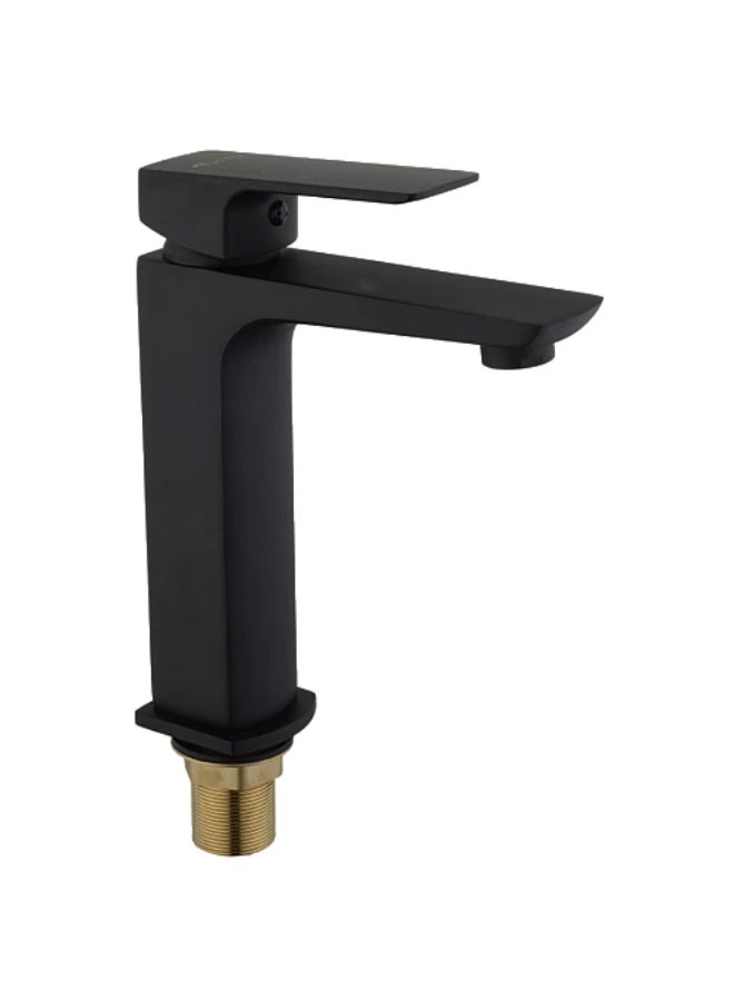 Short Square Bathroom Basin Mixer Faucet | Black | Zinc and Brass | Bathroom Sink Tap | Mixer Faucet with Hoses | Modern Bathroom Fixture | Modern Bathroom Accessory | Home Hotel Bathroom Use - Image 2